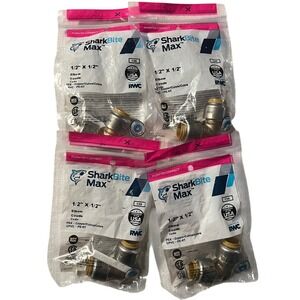 SharkBite MAX 1/2 in. Brass 90-Degree Push-to-Connect Elbow Fitting‎ 4 Pack